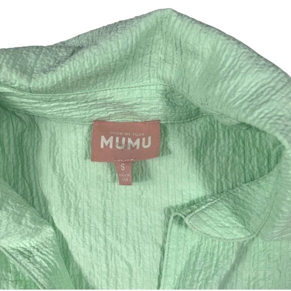 Show Me Your Mumu Johns Button Down Shirt Green Melon Beach SZ S - Picture 5 of 8